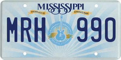 MS license plate MRH990
