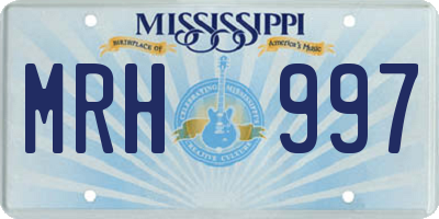 MS license plate MRH997