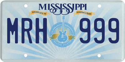 MS license plate MRH999