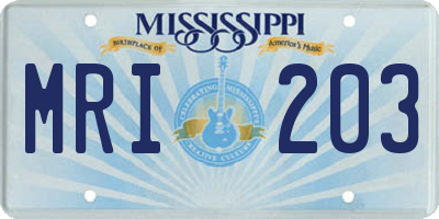 MS license plate MRI203