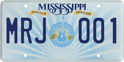 MS license plate MRJ001