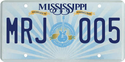 MS license plate MRJ005