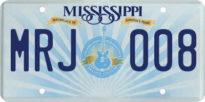 MS license plate MRJ008