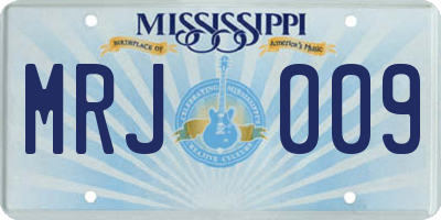 MS license plate MRJ009