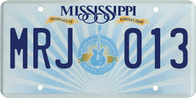 MS license plate MRJ013