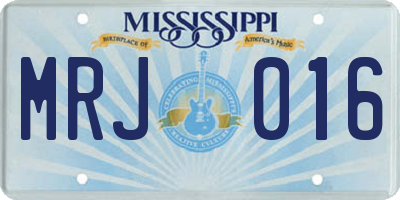 MS license plate MRJ016