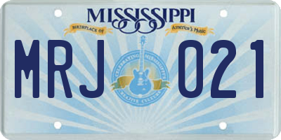 MS license plate MRJ021