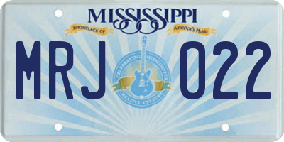 MS license plate MRJ022