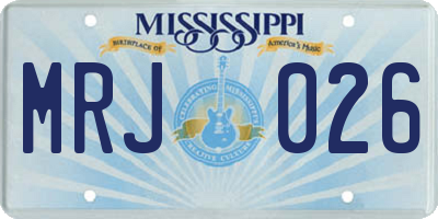 MS license plate MRJ026