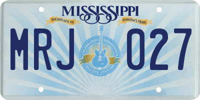 MS license plate MRJ027