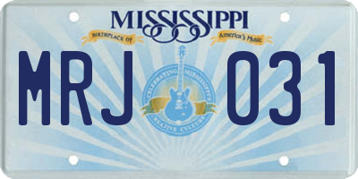 MS license plate MRJ031