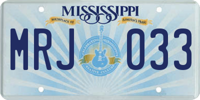 MS license plate MRJ033
