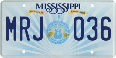 MS license plate MRJ036