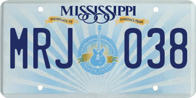 MS license plate MRJ038