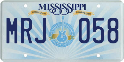 MS license plate MRJ058