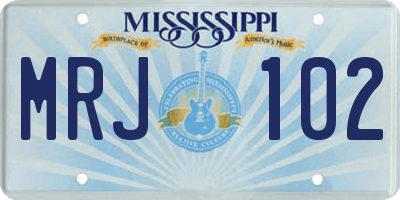 MS license plate MRJ102