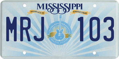 MS license plate MRJ103