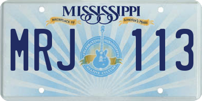 MS license plate MRJ113