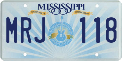 MS license plate MRJ118
