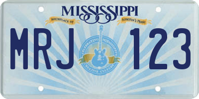 MS license plate MRJ123