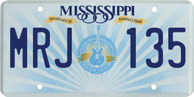 MS license plate MRJ135