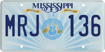 MS license plate MRJ136