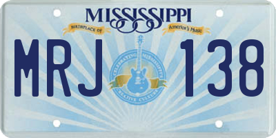 MS license plate MRJ138