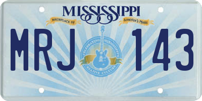 MS license plate MRJ143