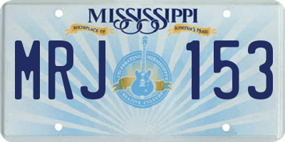 MS license plate MRJ153