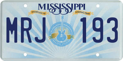 MS license plate MRJ193