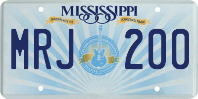 MS license plate MRJ200