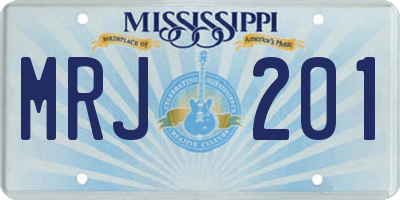 MS license plate MRJ201