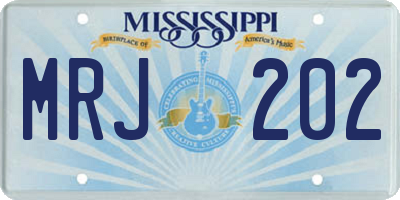 MS license plate MRJ202