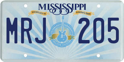 MS license plate MRJ205