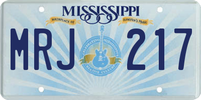 MS license plate MRJ217