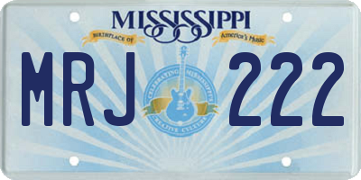 MS license plate MRJ222