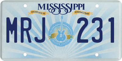 MS license plate MRJ231