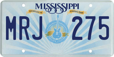 MS license plate MRJ275