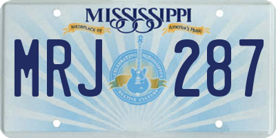 MS license plate MRJ287
