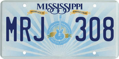 MS license plate MRJ308