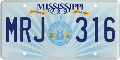 MS license plate MRJ316