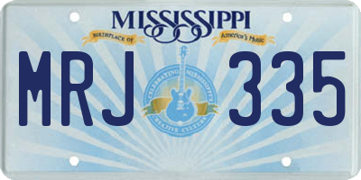 MS license plate MRJ335