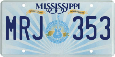 MS license plate MRJ353