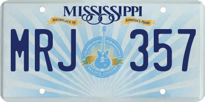 MS license plate MRJ357