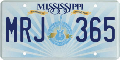 MS license plate MRJ365