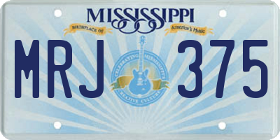 MS license plate MRJ375