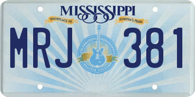 MS license plate MRJ381