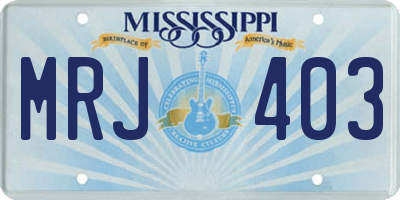 MS license plate MRJ403