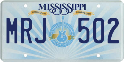 MS license plate MRJ502