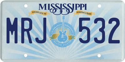 MS license plate MRJ532